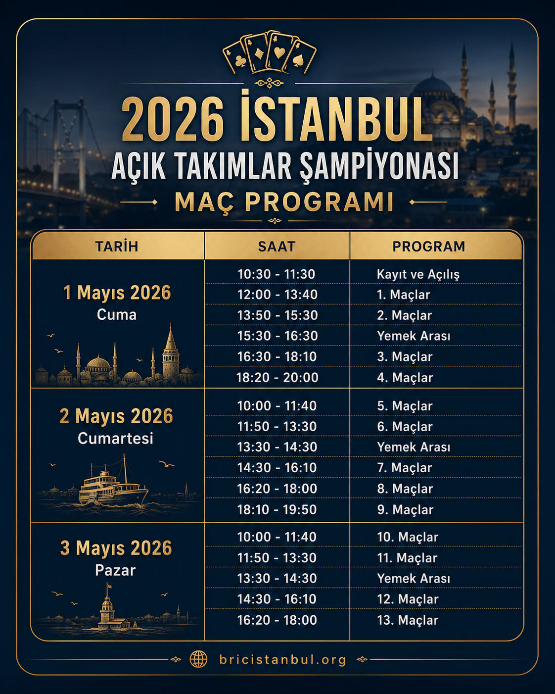 2026 İstanbul Açık Takımlar Şampiyonası maç programı